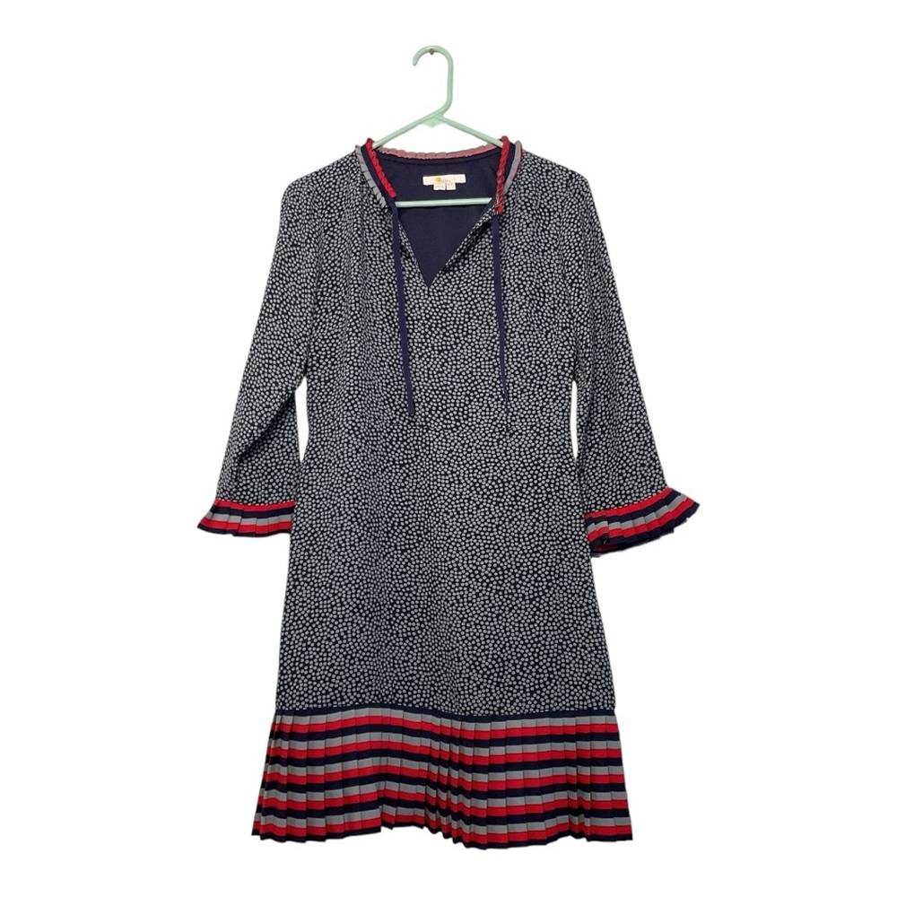Women’s Boden‎ Lara Navy polka dot, pleated, shift dress, size 6